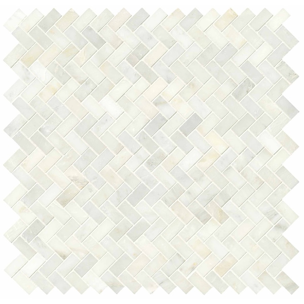Msi Greecian White Herringbone Pattern 12 In. X 12 In. X 10 Mm Polished Marble Mosaic Tile, 10PK ZOR-MD-0453 - main